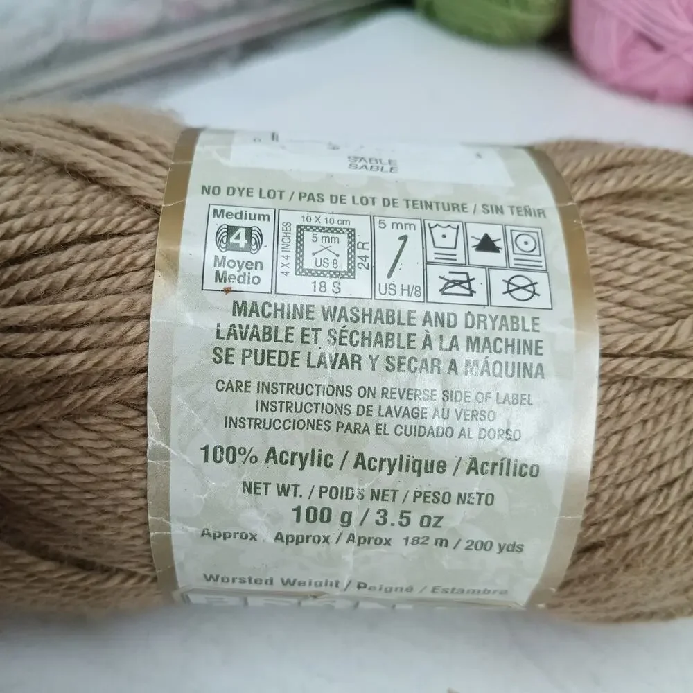 5+ SKEINS Bernat Satin Yarn Vintage Color LOT